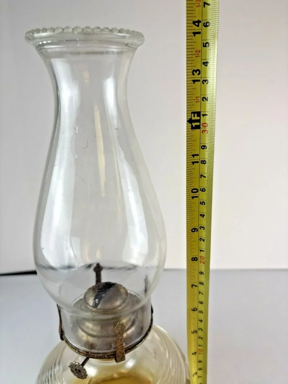 Vintage Lamplight Farms Glass Oil Lamp | Block Ribbed | 70s Farmhouse Decor